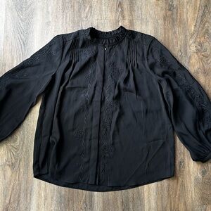 Joie Embroidery Black Blouse XS